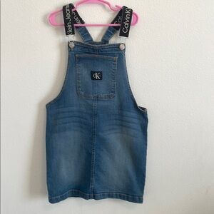 Calvin Klein Blue Denim Overall Dress with Adjustable Straps
